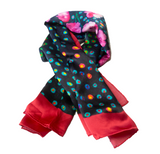 CHERISHED Deep Navy/Cotton Candy Pink Fairytale Silk Satin Scarf