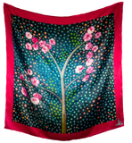 CHERISHED Deep Navy/Cotton Candy Pink Fairytale Silk Satin Scarf