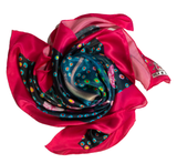 CHERISHED Deep Navy/Cotton Candy Pink Fairytale Silk Satin Scarf