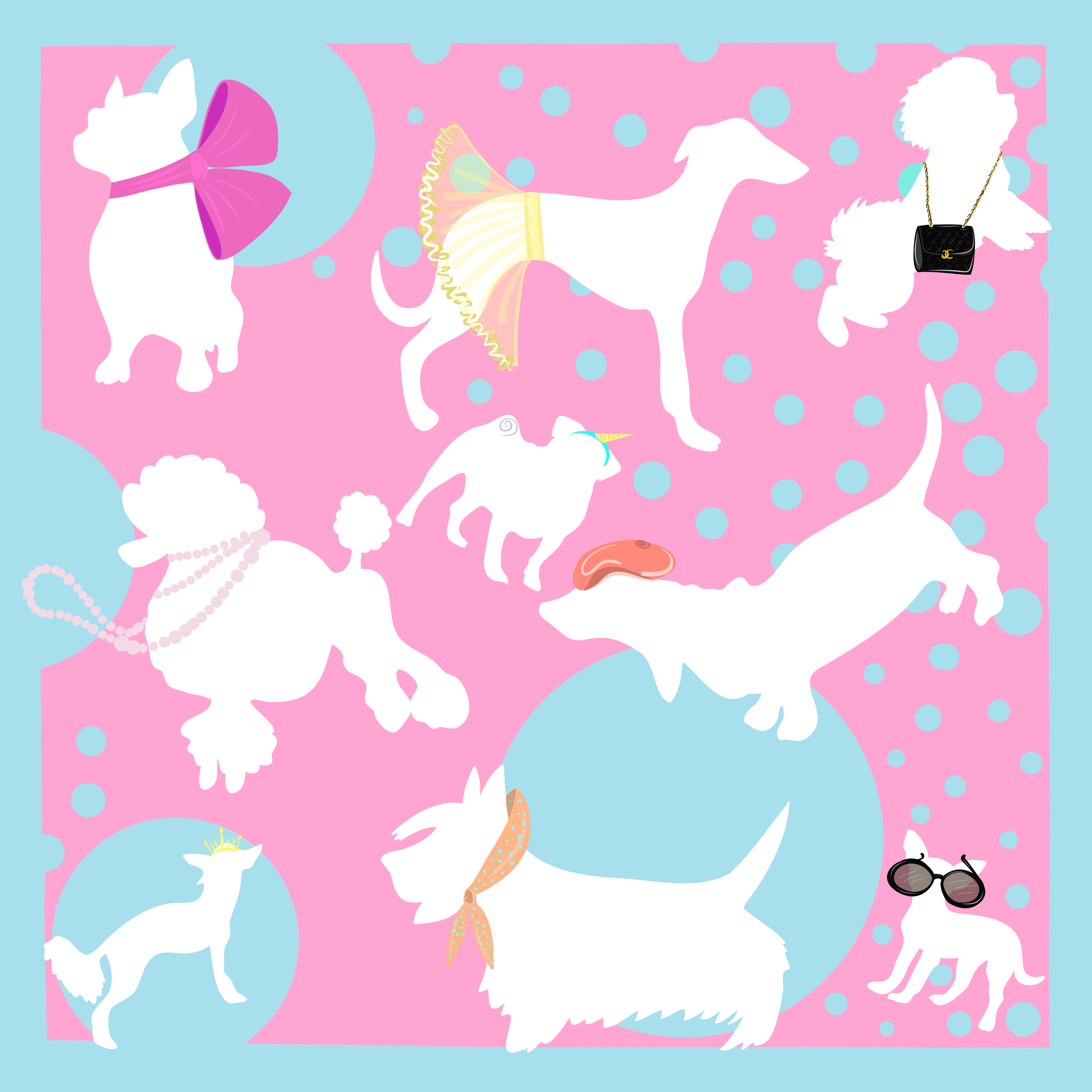 Accessorized Small Mighty Dog Silk Satin Scarf