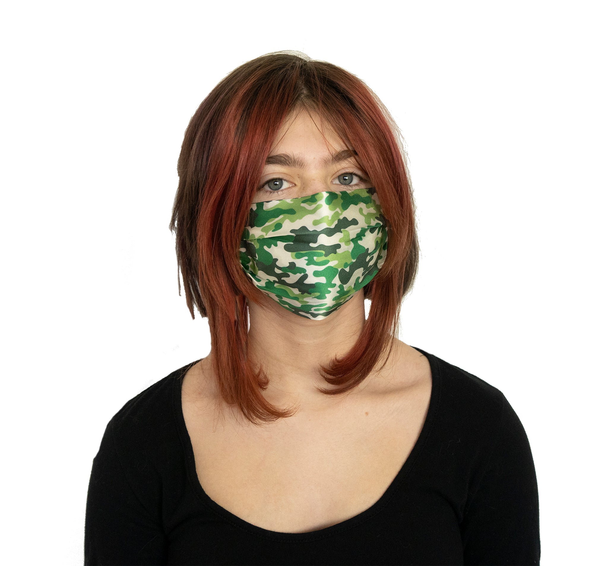 "Incognito" Green Camo Fashion Silk Face Mask