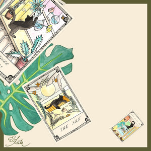LITTLE BIT 'O LUCK Silk Scarf Neckerchief Tarot Cards Illustrations