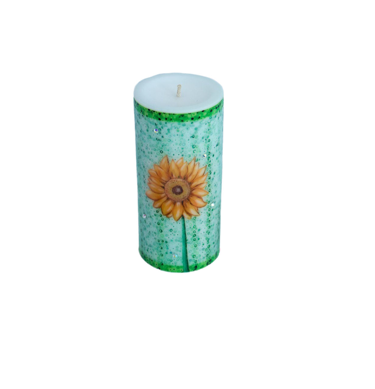 Swarovski Crystals Pillar Candle Sunflower STRENGTH Unscented