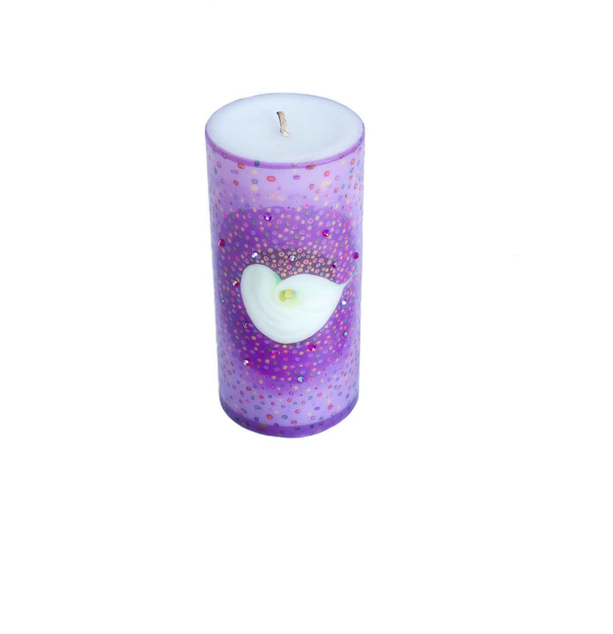 Swarovski Crystals Pillar Candle FLOAT Calla Lily Flower Unscented